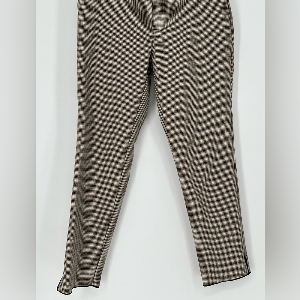Zara Basic Houndstooth Tan Ankle Pants Flat Front… - image 3
